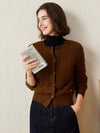 COMOBOCA 100% Cashmere Women's Cable Knit Button Cardigan