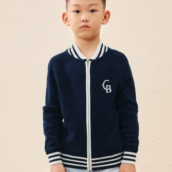 COMOBOCA 100% Wool Kid's Cable Knit Zip Up Coat