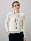 COMOBOCA 100% Cashmere Women's Cable Knit Round Neck Sweater
