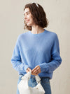 COMOBOCA Blue 100% Cashmere Women's Breathable Mesh Sweater