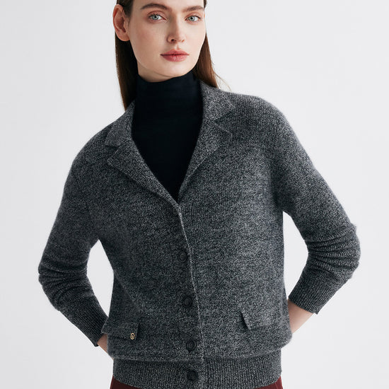 COMOBOCA 100% Cashmere Women's Shawl Collar Button Up Knit Cardigan