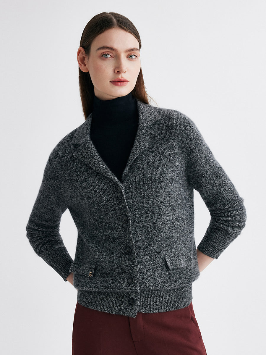 COMOBOCA 100% Cashmere Women's Shawl Collar Button Up Knit Cardigan