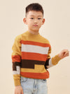 COMOBOCA 100% Wool Kids' Geometric Color Block Striped Knit Sweater