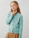 COMOBOCA 100% Wool Kids' Colorful Buttons Round Neck Cardigan