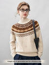 COMOBOCA 100% Cashmere Women's Fair Isle Mock Neck Sweater