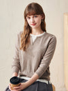 COMOBOCA Camel 100% Wool Women's Layered Look Pullover Sweater