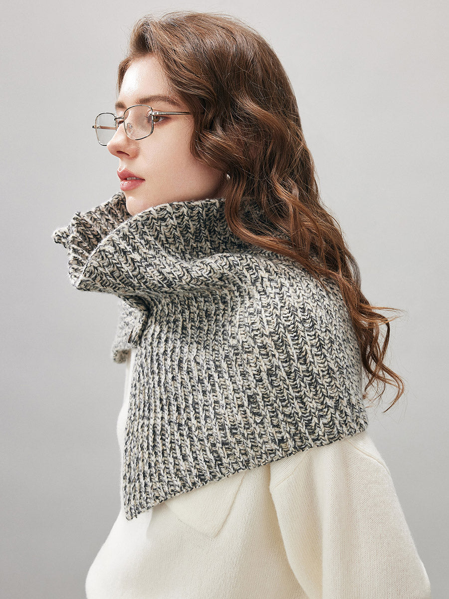 COMOBOCA 100% Wool Women's Knit Button Neck Warmer Shawl