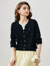 COMOBOCA Black Women's Ribbed Mock Cardigan Sweater