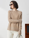 COMOBOCA 100% Cashmere Women's Round Neck Ribbed Sweater