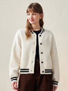 COMOBOCA 100% Wool Women's Striped Ribbing Jacket