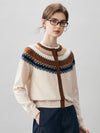 COMOBOCA 100% Cashmere Women's Fair Isle Button Front Cardigan