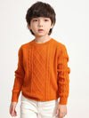 COMOBOCA ORANGE 100% Wool Kids' Ribbed Round Neck Sweater