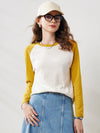 COMOBOCA Women's Colorblock Raglan Round Neck Sweater