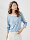 COMOBOCA Light Blue Women's Layered Round Neck Knit Sweater