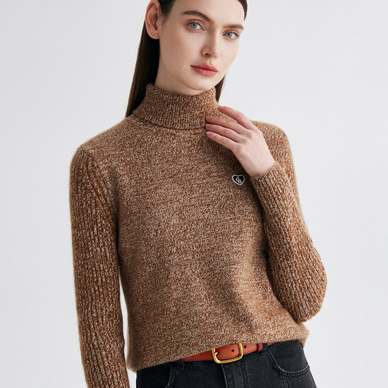 COMOBOCA 100% Cashmere Women's Turtleneck Knit Sweater