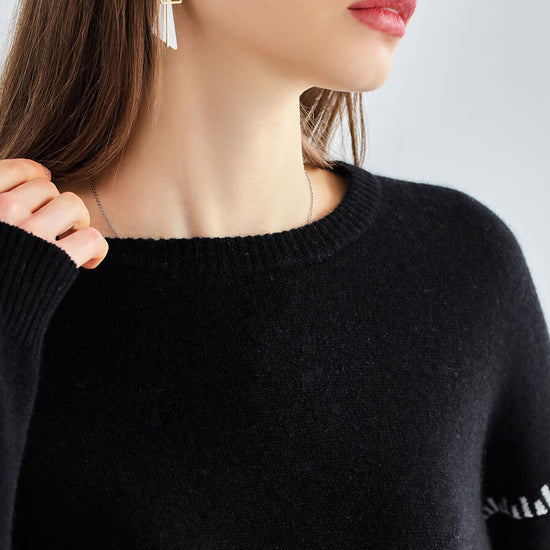 COMOBOCA 100% Cashmere Women's Sweater with Stitch Detailing
