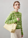 COMOBOCA 100% Cashmere Women's Checkered Round Neck Sweater
