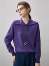 COMOBOCA 100% Cashmere Women's Ribbed Sailor Collar Knit Sweater