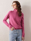 COMOBOCA 100% Wool Women's Ribbed Turtleneck Sweater