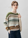 COMOBOCA 100% Cashmere Women's Fair Isle Round Neck Sweater