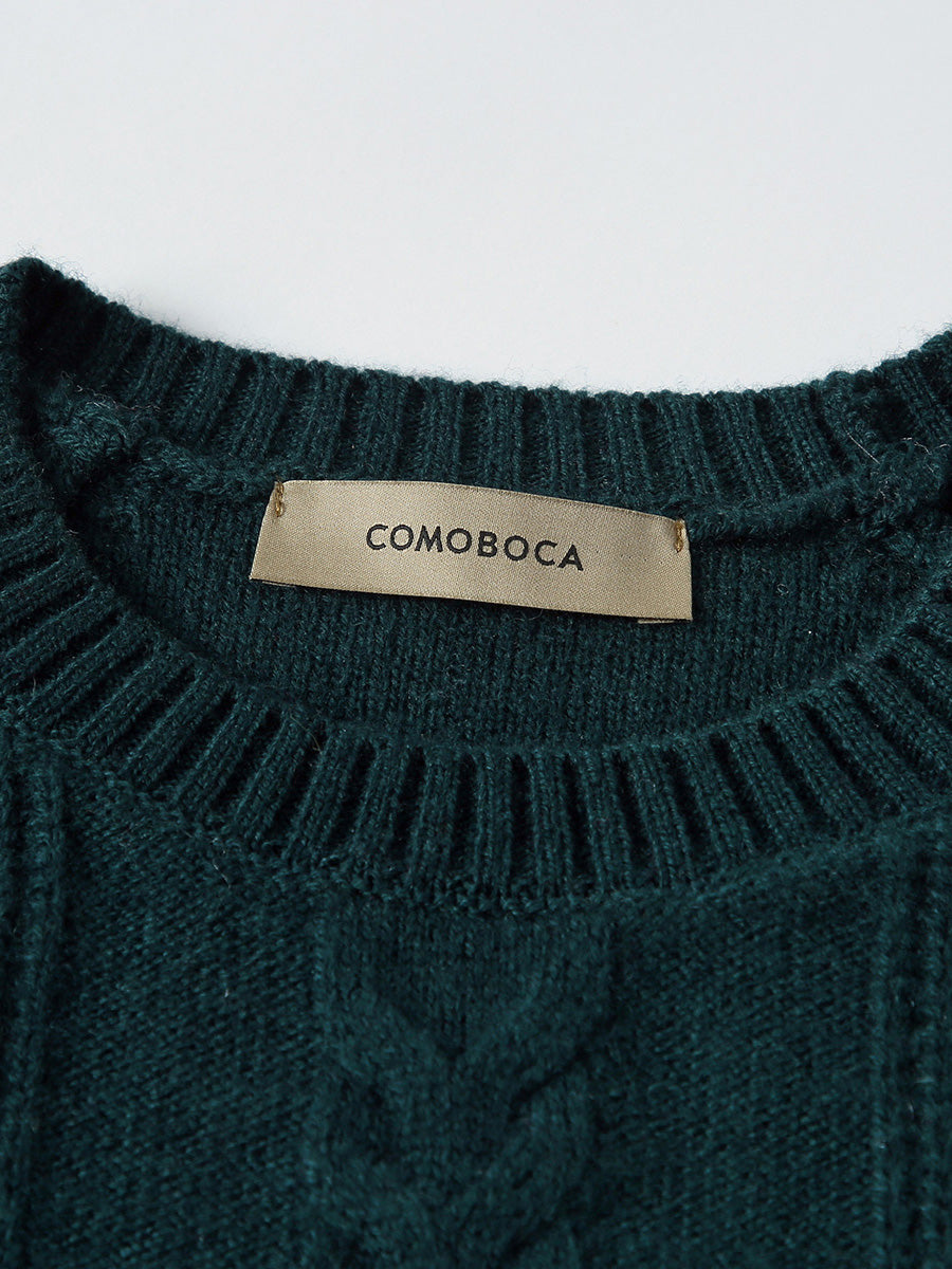 COMOBOCA 100% Wool Kids' Round Neck Striped Sweater