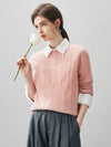 COMOBOCA 100% Cashmere Women's Cable Heart Patterned Knit Sweater