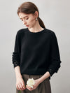 COMOBOCA 100% Cashmere Women's Ribbed Crochet Lace Cuffs Sweater