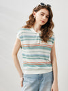COMOBOCA Women's Striped Knit Polo T-Shirt