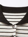 COMOBOCA Women's Cotton Silk Striped Knit Polo Shirt