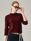COMOBOCA 100% Cashmere Women's Ribbed Contrast Trim Sweater