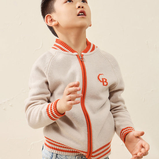 COMOBOCA 100% Wool Kid's Cable Knit Zip Up Coat