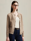COMOBOCA Camel 100% Cashmere Women's Cable Button Knit Cardigan