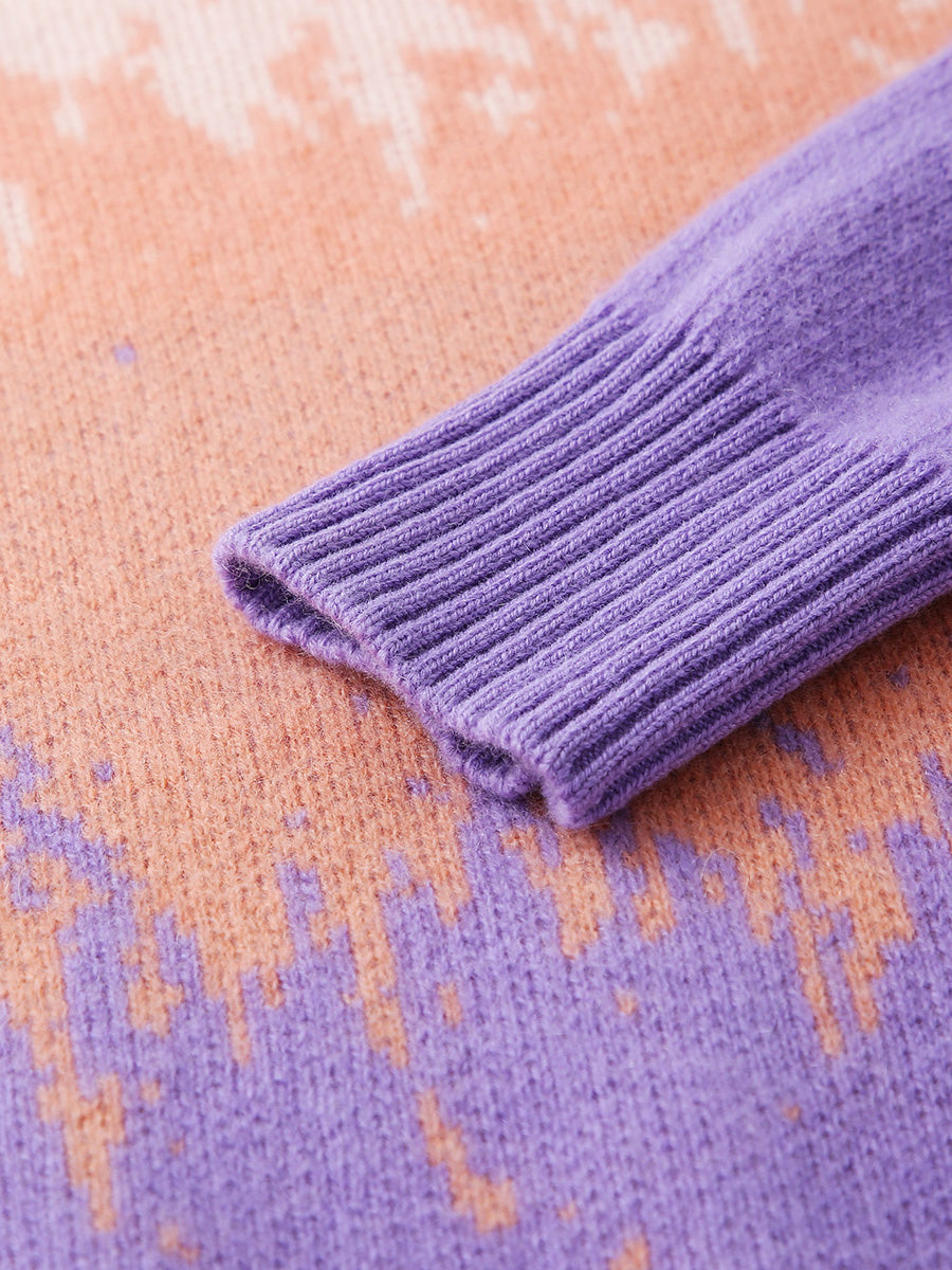 COMOBOCA 100% Cashmere Women's Ombre Gradient Color Knit Sweater