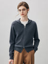 COMOBOCA Charcoal 100% Cashmere Women's Double Zip Hoodie