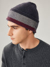COMOBOCA 100% Wool Men's Striped Ribbed Knit Beanie