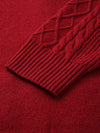 COMOBOCA 100% Wool Women's Cable Knit Long Front Button Coat