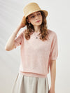 COMOBOCA Women's Cotton Silk Versatile Floral Lace Knit T-Shirt