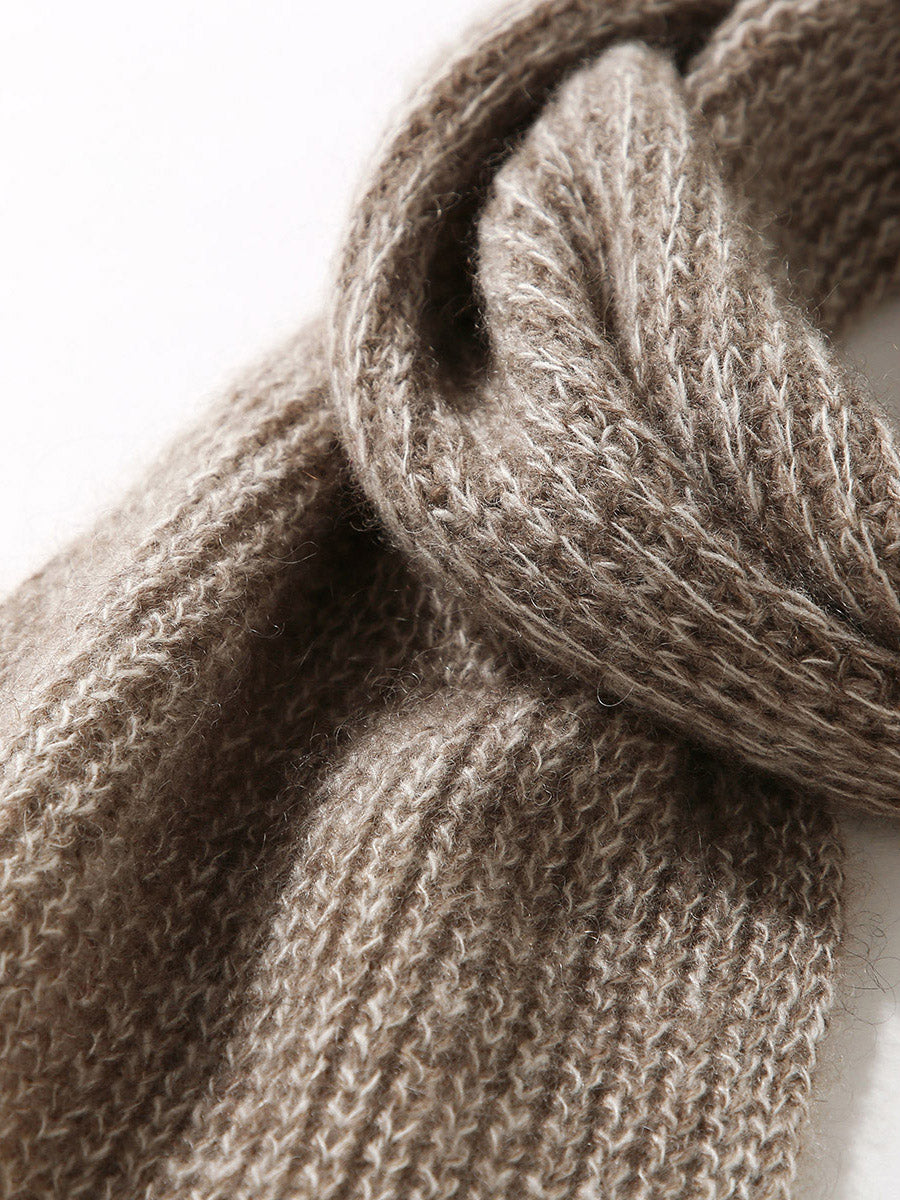 COMOBOCA 100% Cashmere Chunky Knit Color Block Scarf