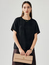 COMOBOCA Black Women's Dual Color T-Shirt with Textured Floral