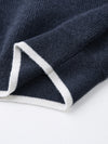 COMOBOCA 100% Cashmere Women's Contrast Trim Zip Sweater