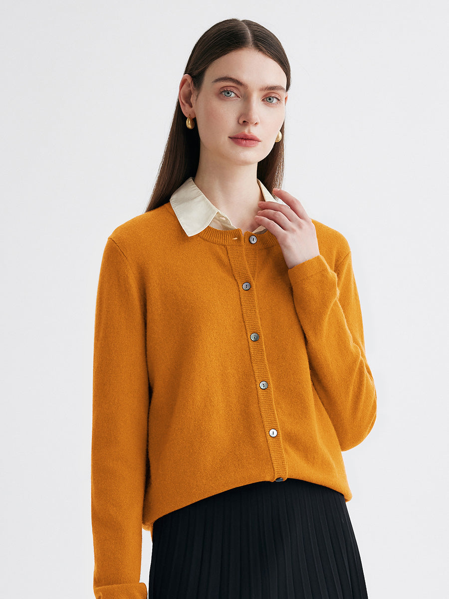 COMOBOCA 100% Cashmere Women's Button-Up Cardigan