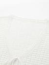 COMOBOCA Women's Linen Crochet Tie Short Sleeve Cardigan
