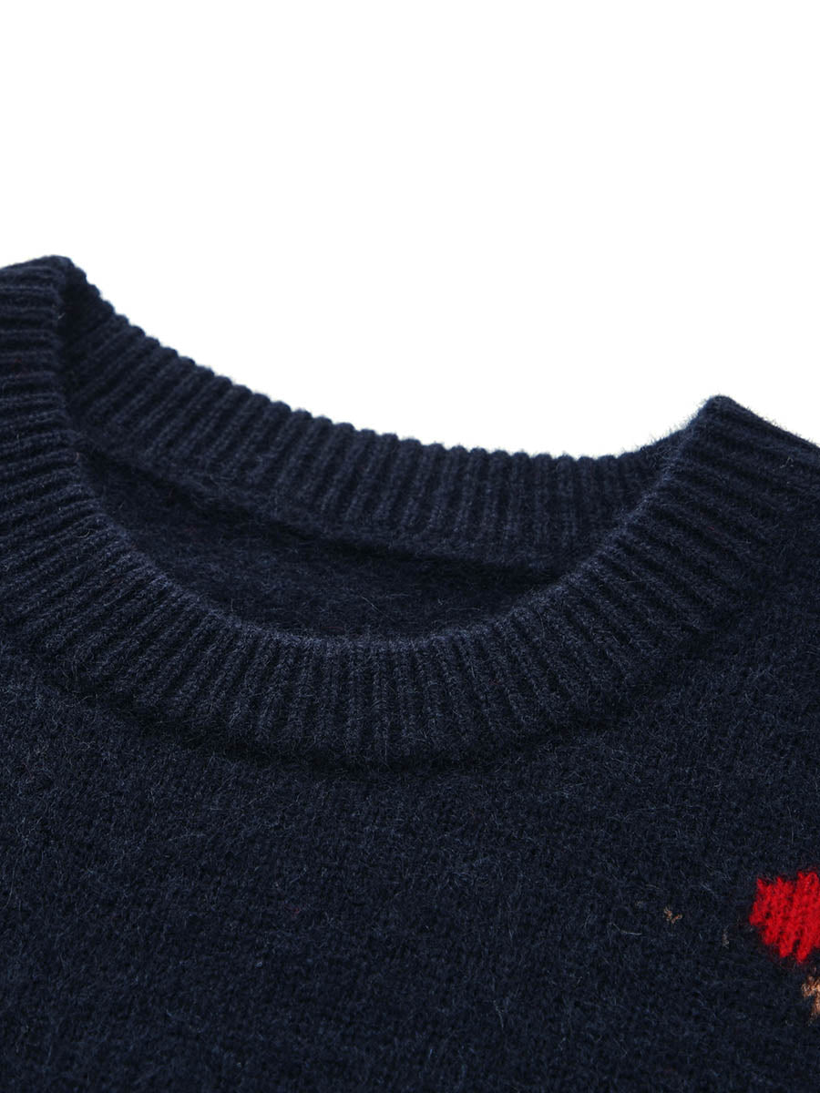 COMOBOCA Women's Wool Christmas Themed Round Neck Sweater