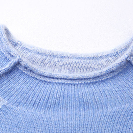 COMOBOCA 100% Cashmere Women's Round Neck Ribbed Sweater
