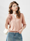 COMOBOCA Pink Women's Ribbed Mock Cardigan Sweater