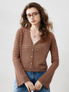 COMOBOCA Women's Bell Sleeve Lace Knit Cardigan