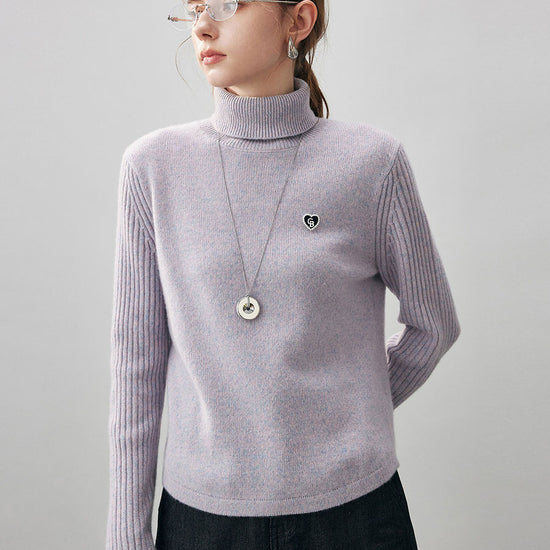 COMOBOCA 100% Cashmere Women's Turtleneck Knit Sweater