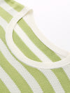 COMOBOCA Women's Striped Ribbed Knit T-Shirt