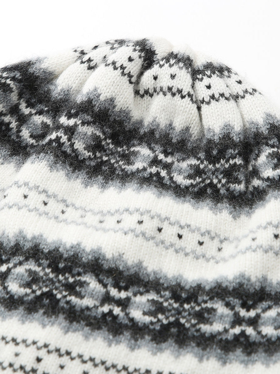 COMOBOCA 100% Cashmere Women's Nordic Knit Beanie