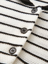 COMOBOCA Women's Cotton Silk Striped Knit Polo Shirt